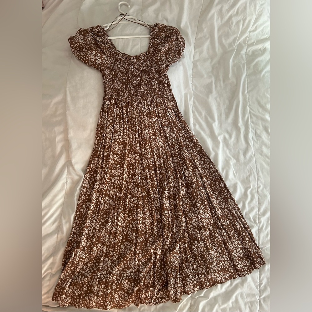 Rylee + Cru Brown Floral Maxi Dress